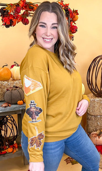 Thanksgiving Sparkle Sleeve Sweatshirt