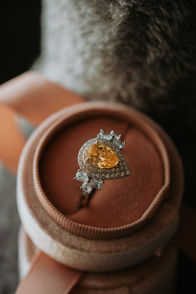 Best of You Citrine Gem Pear Cut Sterling Silver Ring