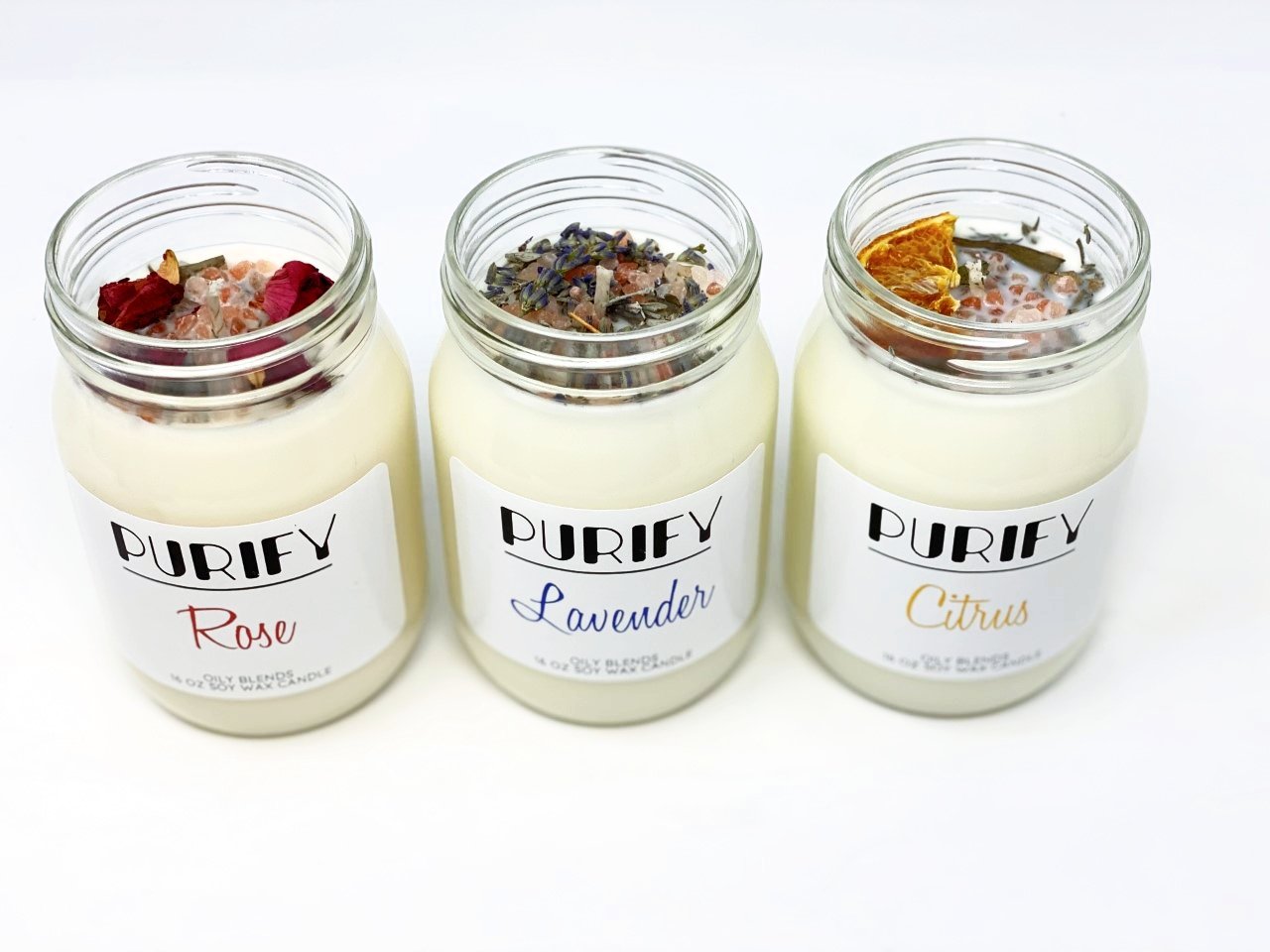 Jumbo Purify Candles with Herbs and Pink Salt - 100 Hour Burn Time Soy Wax Candles - Oily BlendsJumbo Purify Candles with Herbs and Pink Salt - 100 Hour Burn Time Soy Wax Candles